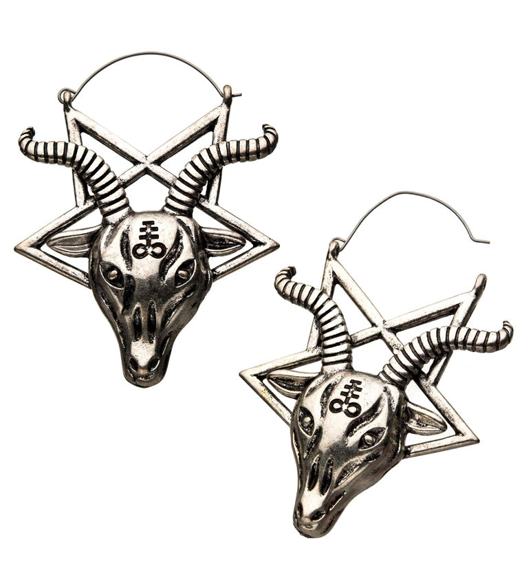 Goat Templar Pentagram Plug Hoops
