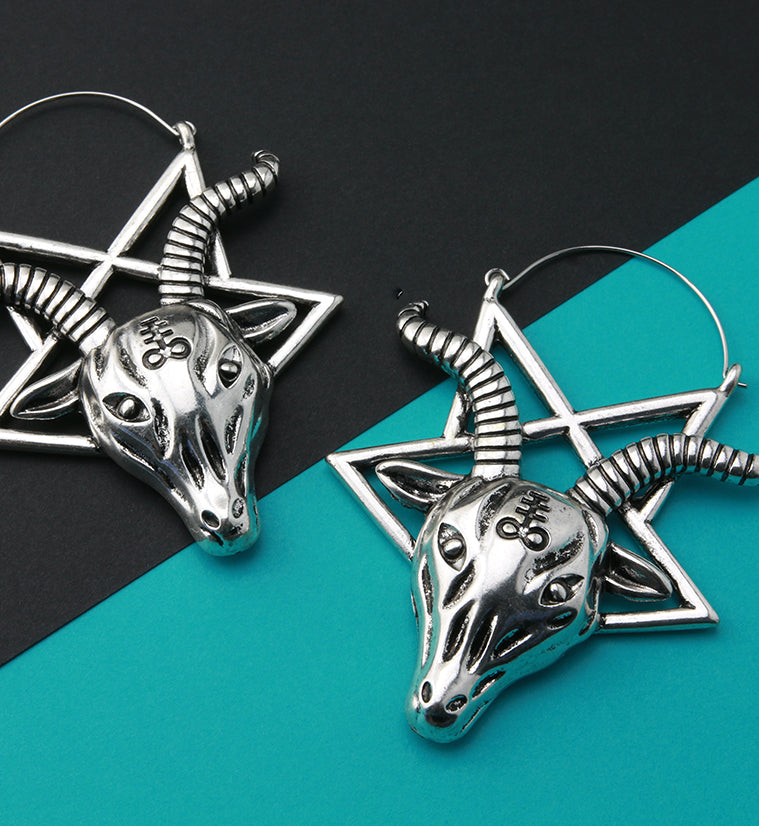 Goat Templar Pentagram Plug Hoops