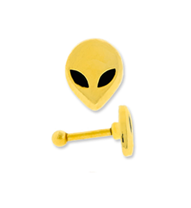 16G Gold PVD Alien Tragus / Cartilage Barbell