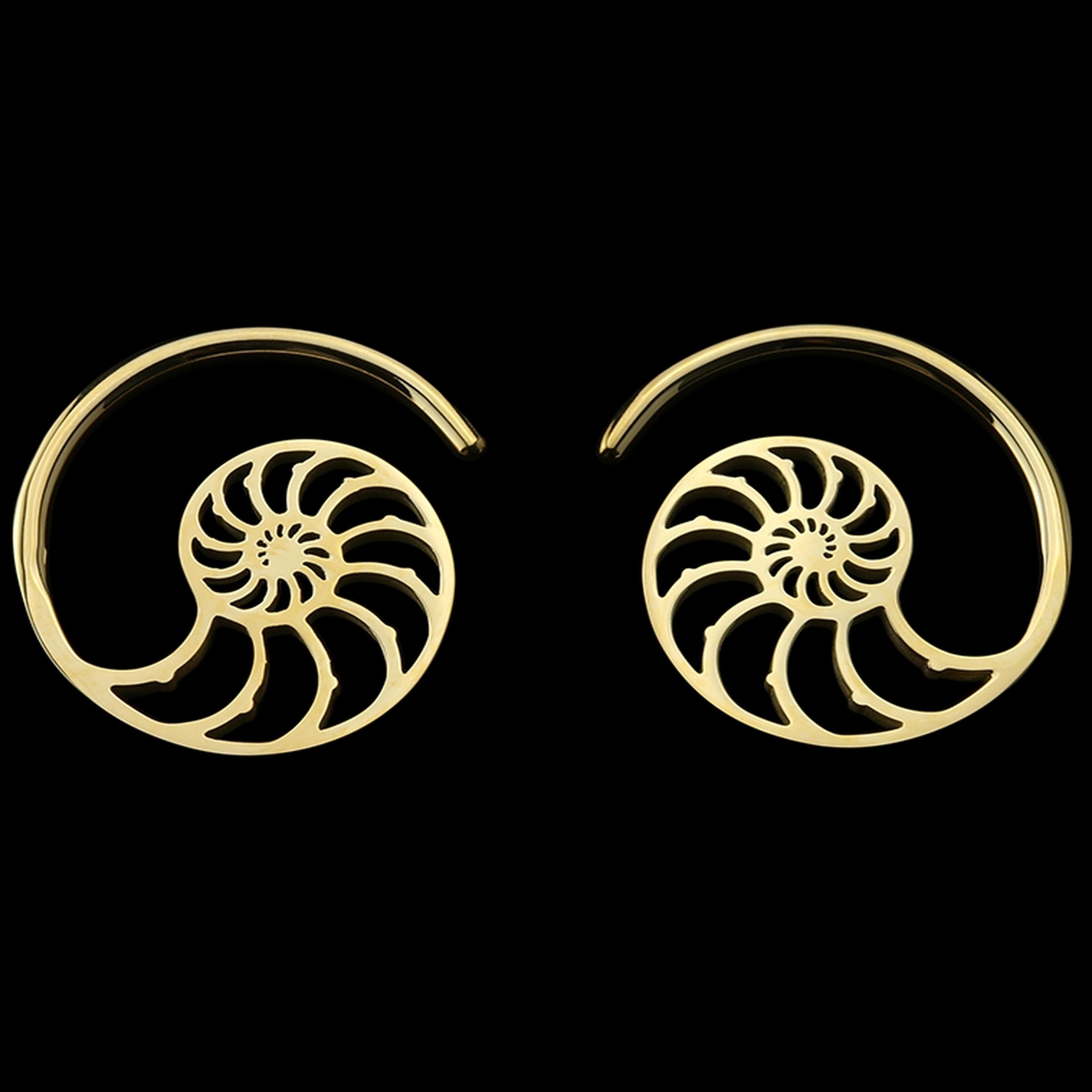 Gold PVD Ammonite Ear Weights