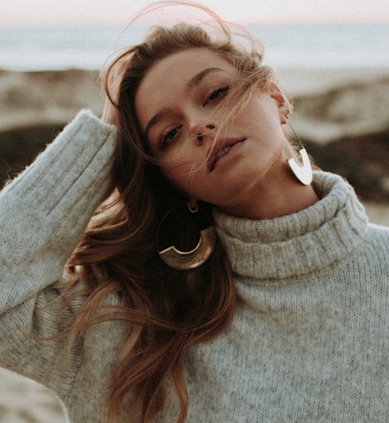 Gold Arc Titanium Hangers - Earrings