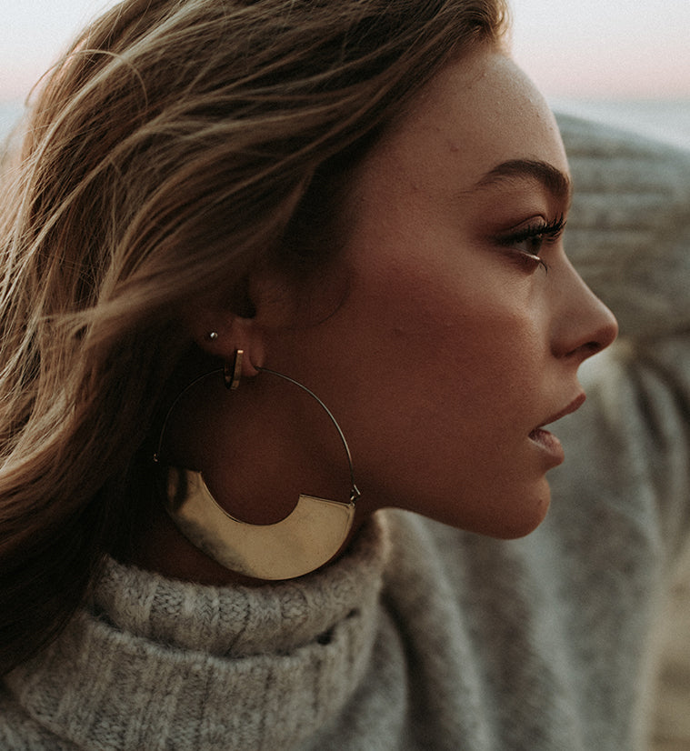 Gold Arc Titanium Hangers - Earrings