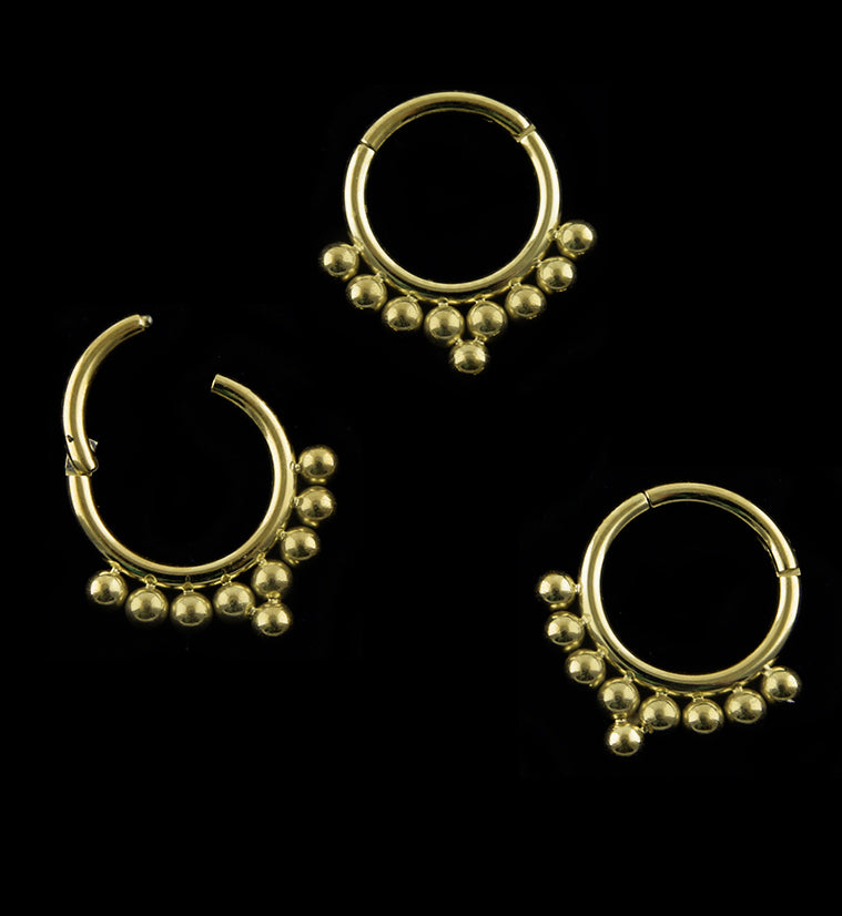 Gold PVD Beaded Row Hinged Segment Ring