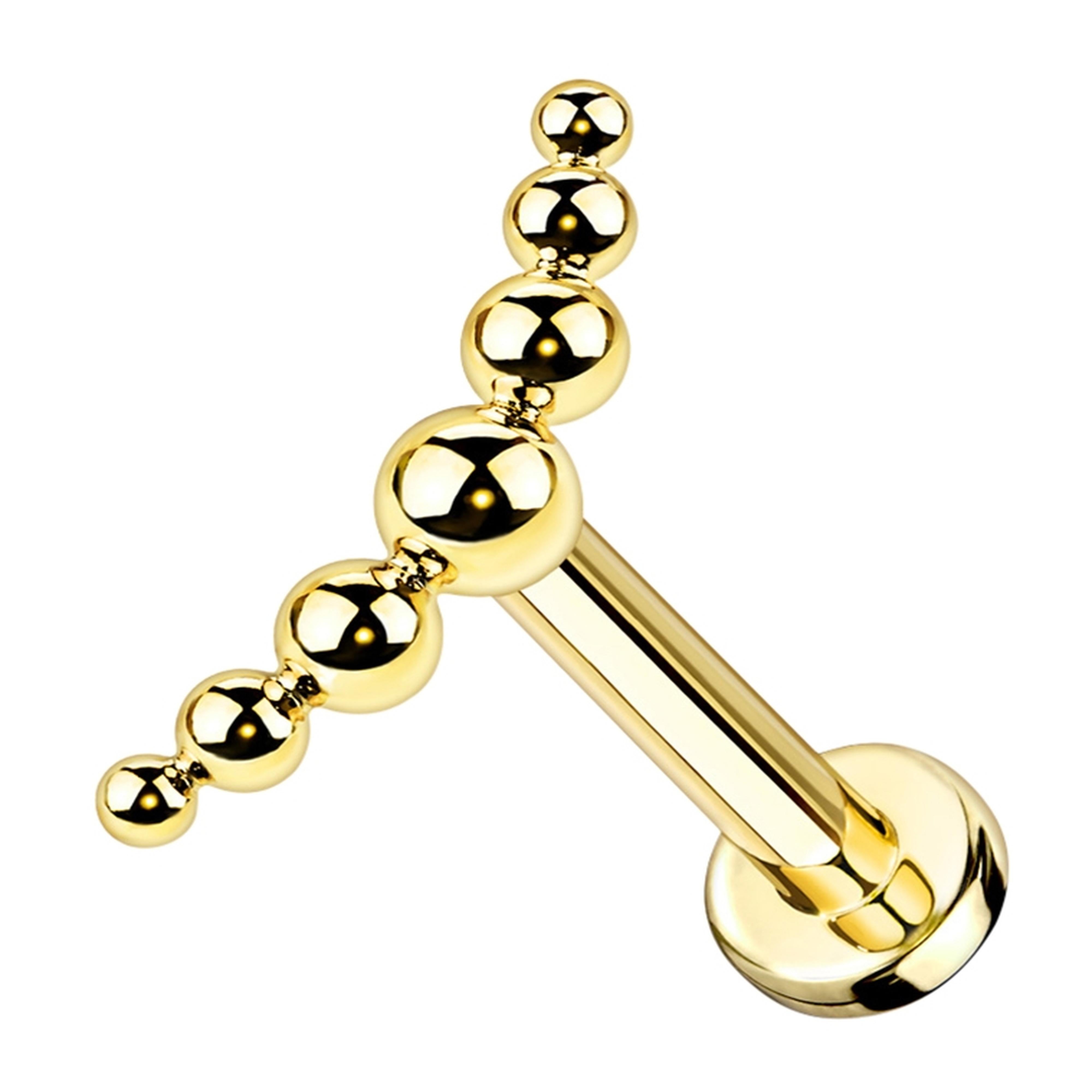 Gold PVD Track CZ Labret Post