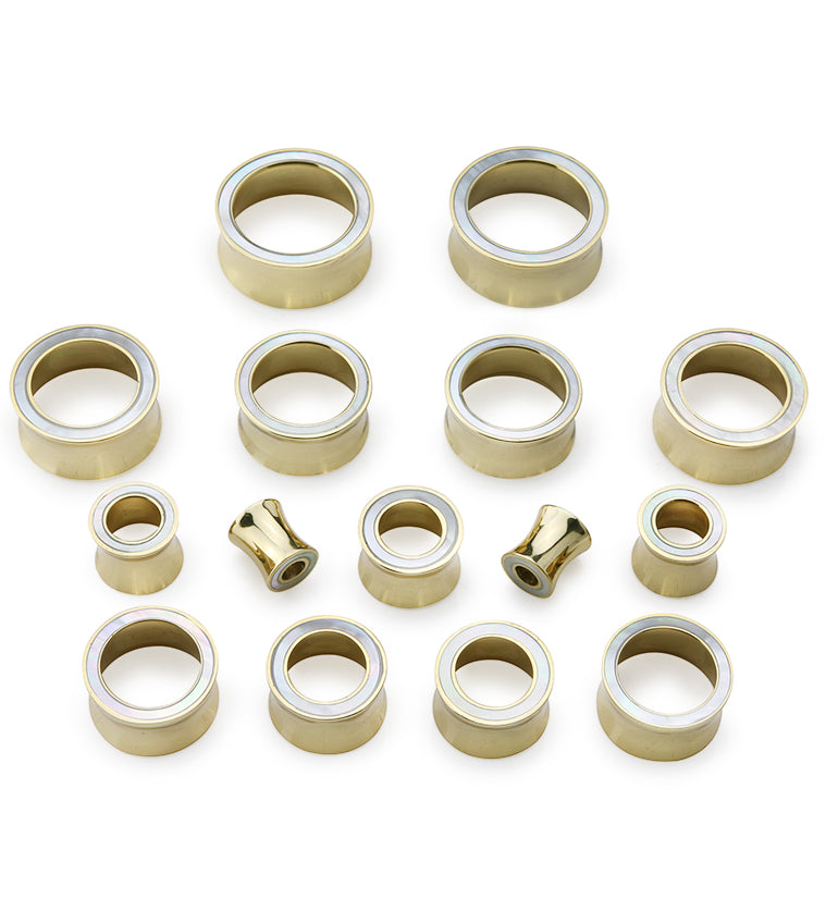 Golden Brass Mother of Pearl Tunnels