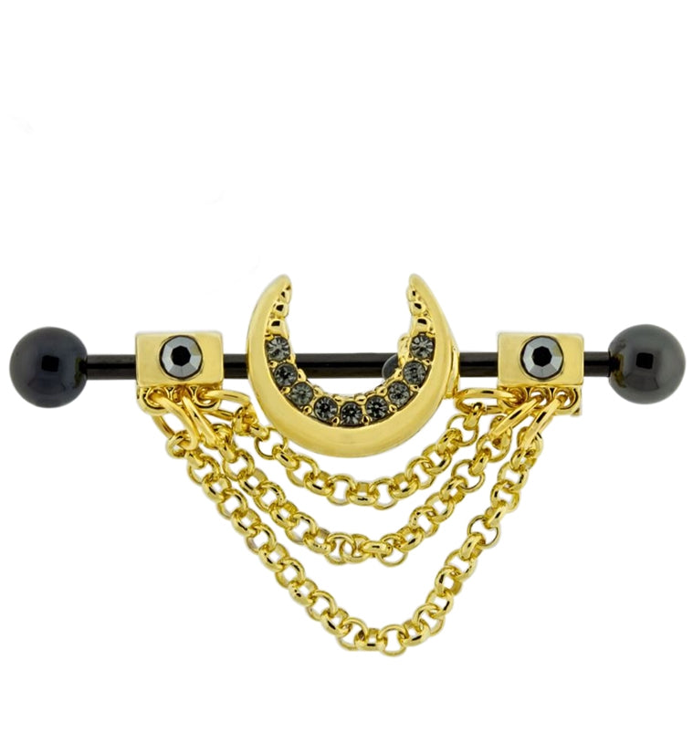 Gold PVD Chained Saddle Industrial Barbell