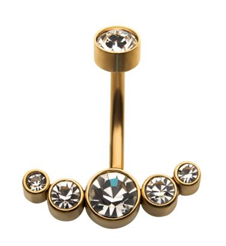 Gold PVD ACLuster CZ Belly Ring