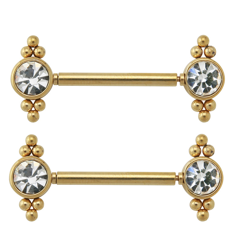 14G Gold PVD Covey Threadless Nipple Ring Barbells