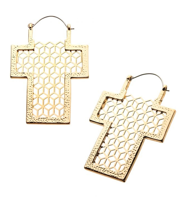 20G Golden Cross Plug Hoops