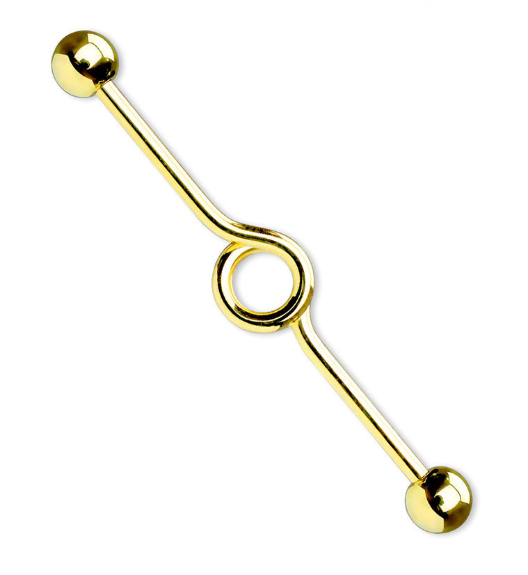 Gold PVD Crossway Industrial Barbell