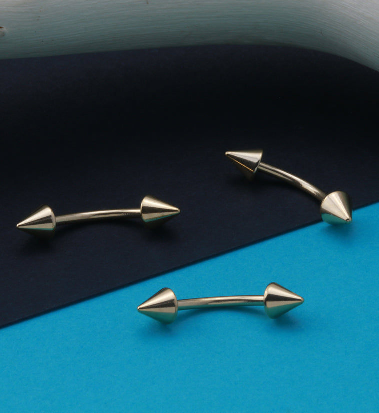 Gold PVD Spiked Curved Barbell