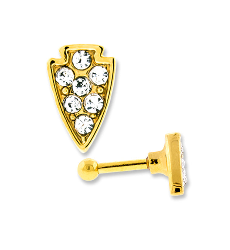 PVD Gold CZ Arrowhead Tragus / Cartilage Barbell