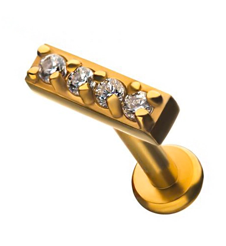 18G Gold PVD CZ Bar Labret