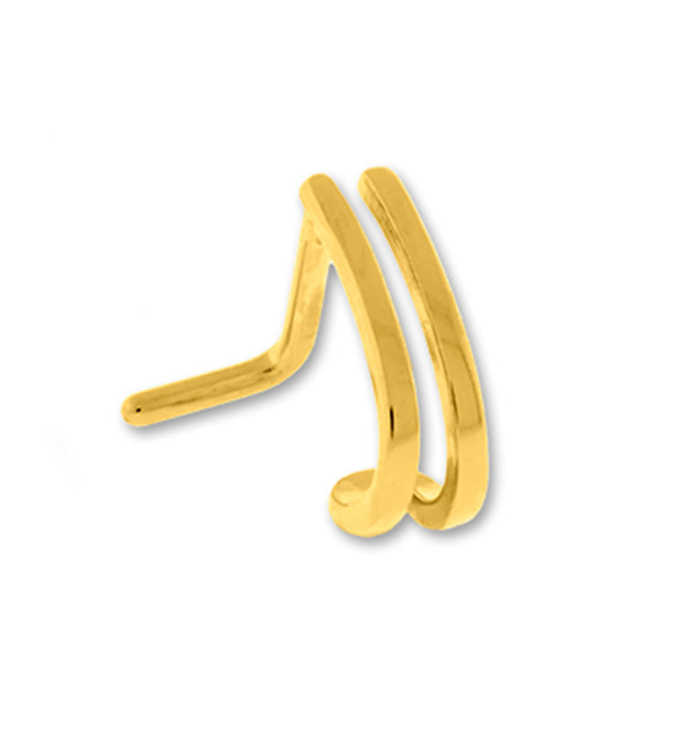 18G Gold PVD Double Line Nose Curve Ring