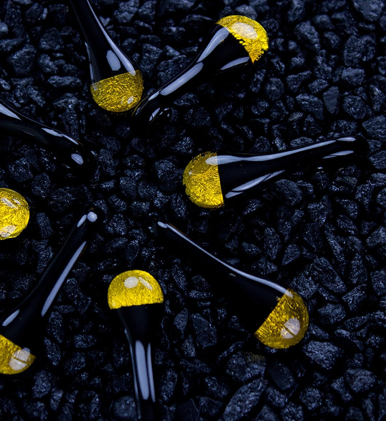 Gold Drip Glass Ear Weights