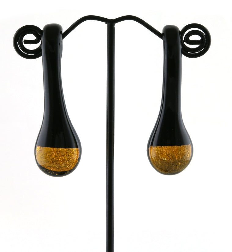Gold Drip Glass Ear Weights
