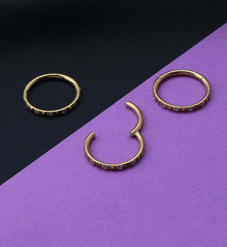 Gold PVD Ediface Gem Hinged Segment Ring