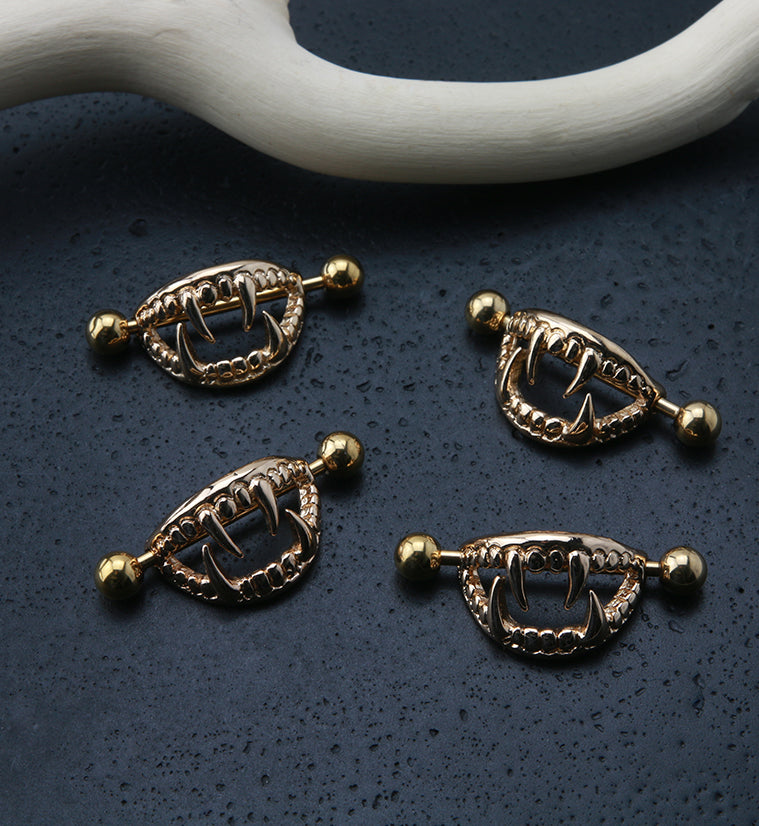 Golden Fang Nipple Ring Shield