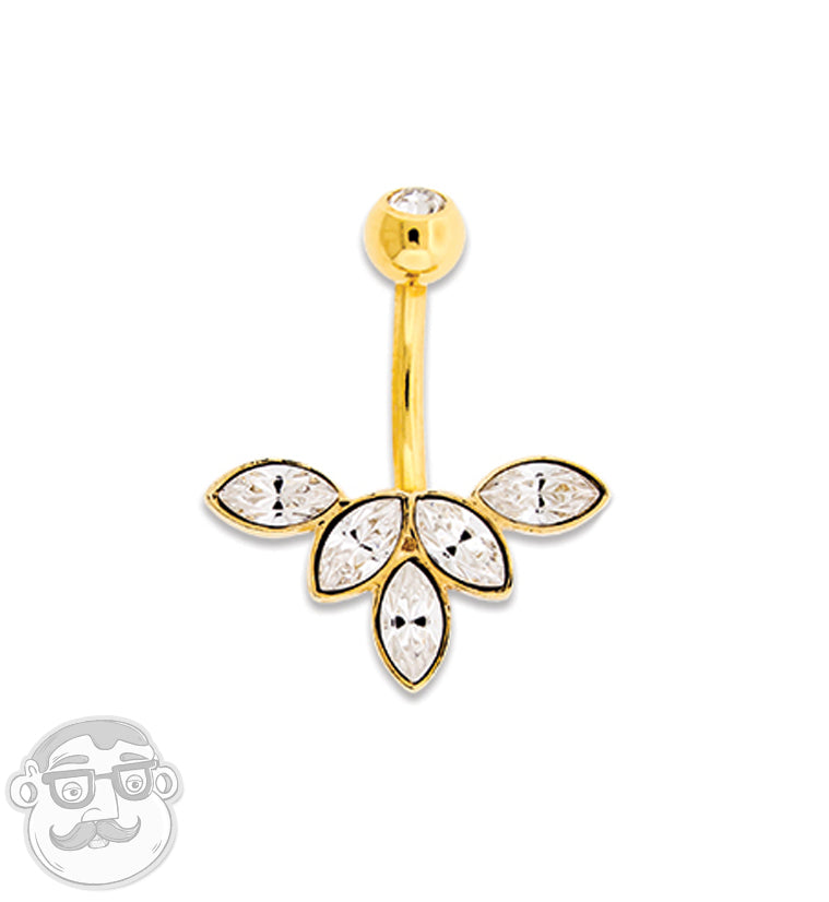 PVD Gold Geometric CZ Belly Button Ring