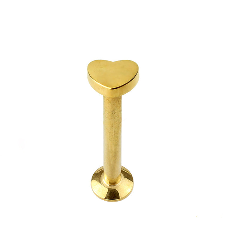 16G Gold Heart Top Internally Threaded Flat Back Steel Post