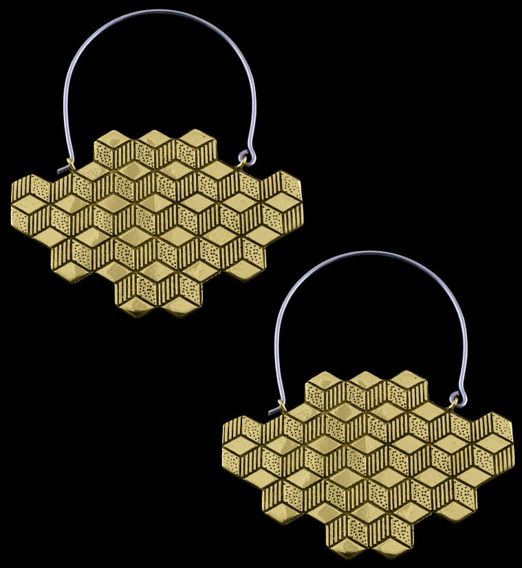 Gold Hedron Titanium Hangers / Earrings