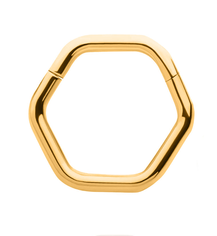 Gold PVD Hex Stainless Steel Hinged Segment Ring