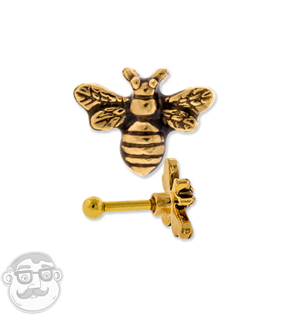 16G Gold PVD Bumblebee Tragus / Cartilage Barbell