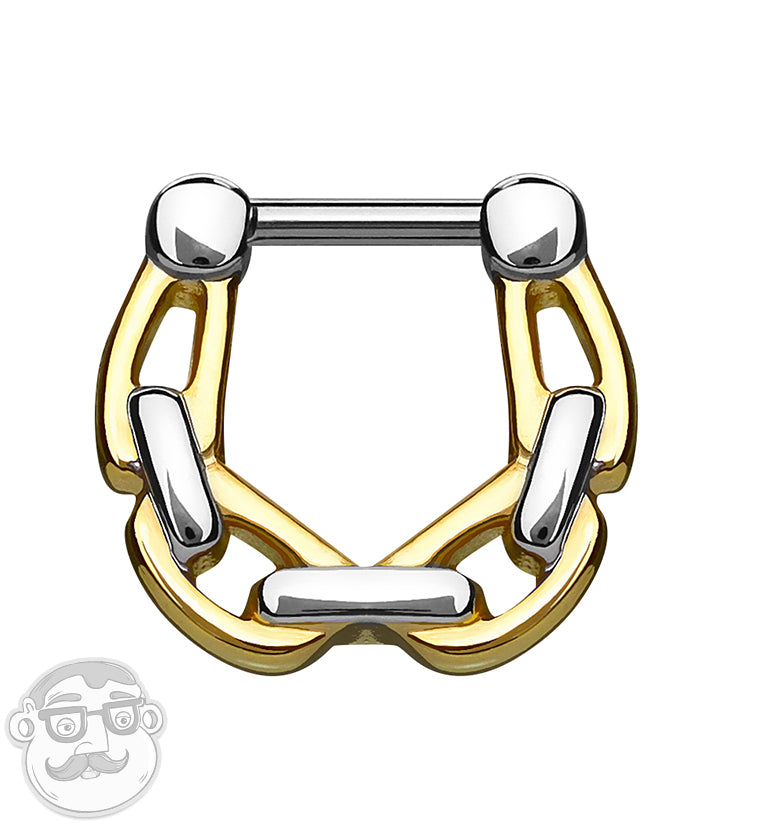 16G Golden Linked Stainless Steel Septum Clicker