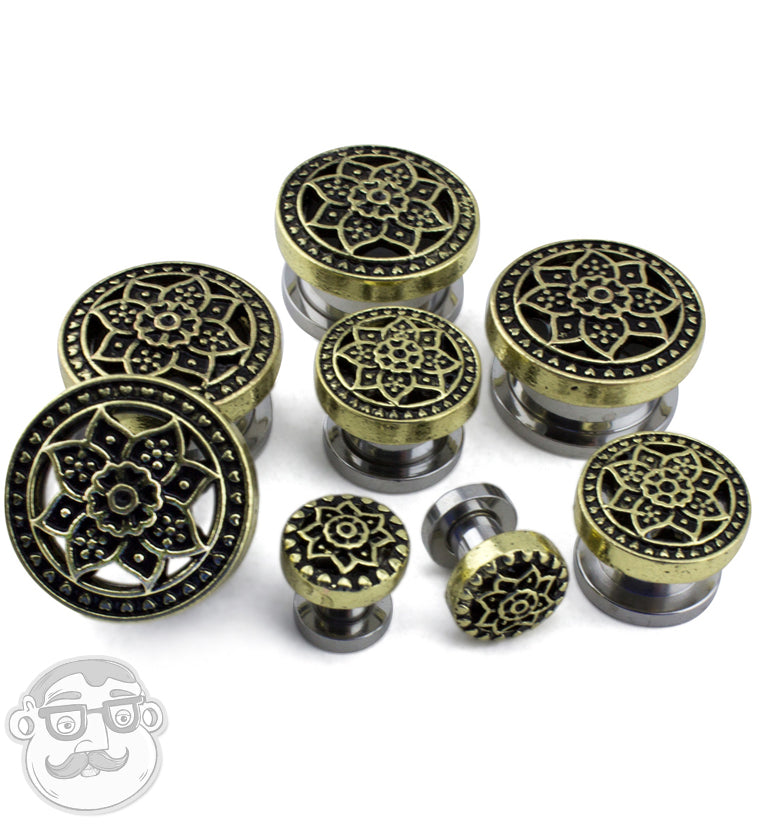 Golden Lotus Top Stainless Steel Plugs