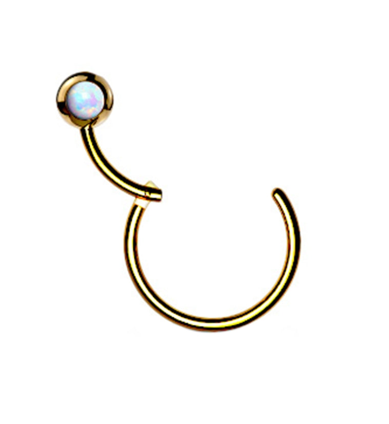 Gold PVD Opalite Hinged Segment Hoop Ring
