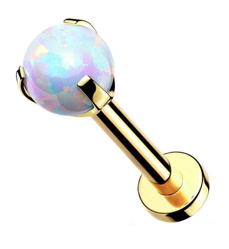 Gold PVD Opalite Claw Set Stainless Steel Labret