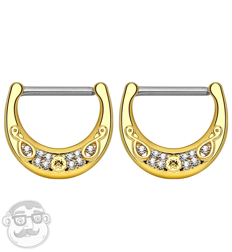 PVD Gold Gem Ornate Nipple Clicker