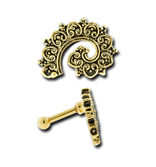 Gold Paisley Tragus / Cartilage Barbell