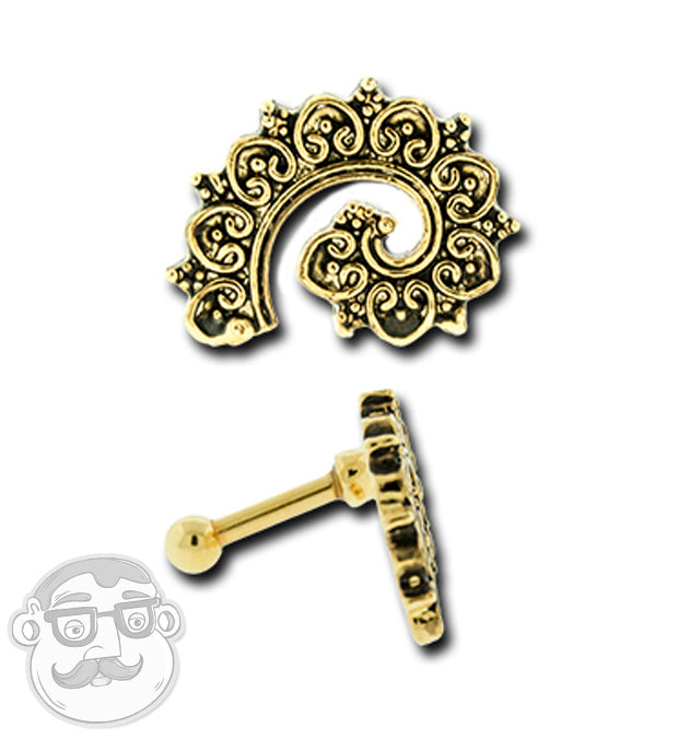 Gold Paisley Tragus / Cartilage Barbell