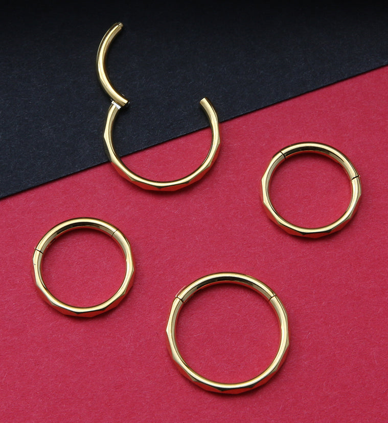 Gold PVD Angled Titanium Hinged Segment Ring