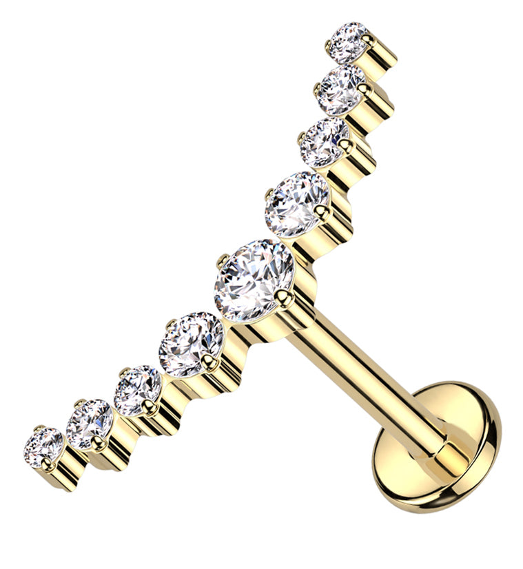 Gold PVD Arc Clear CZ Titanium Internally Threaded Labret