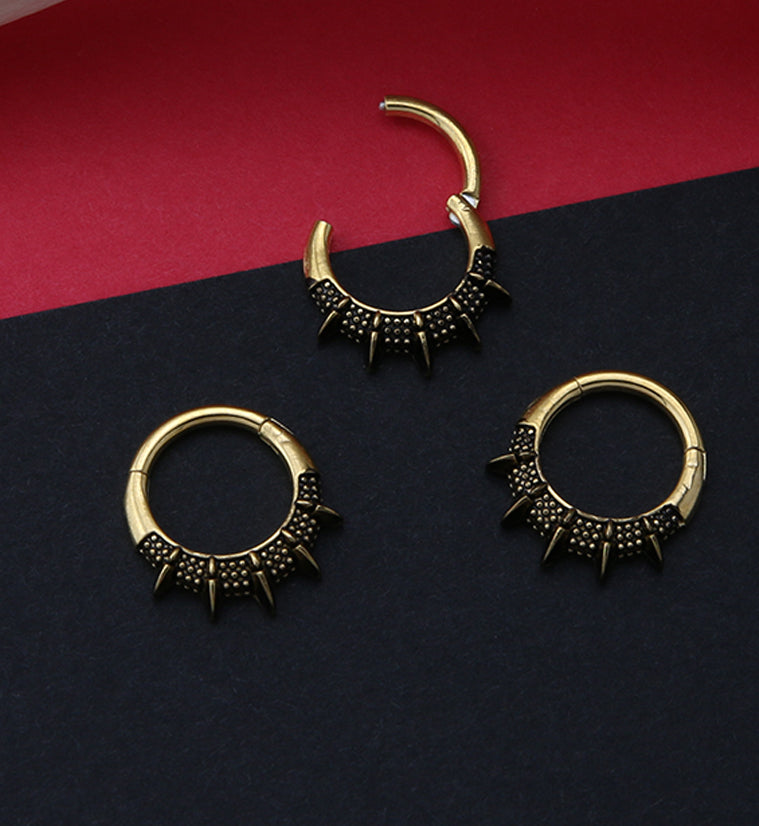 Gold PVD Barbed Hinged Segment Ring