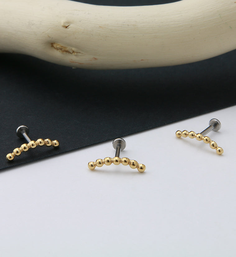 Gold PVD Beaded Arc Labret Post