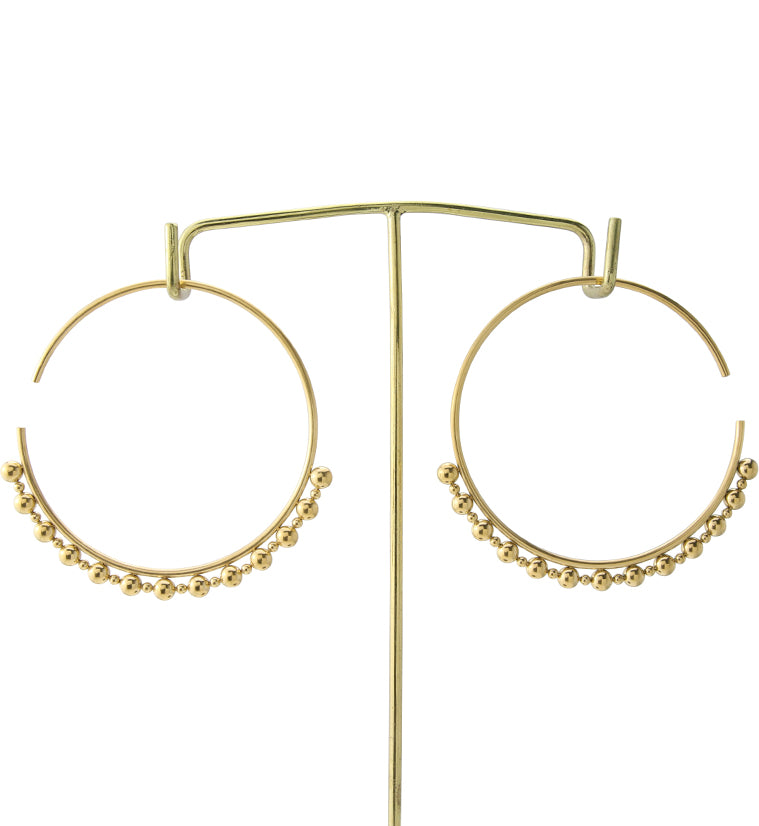 Gold PVD Beaded Hoop Stainless Steel Ear Weights