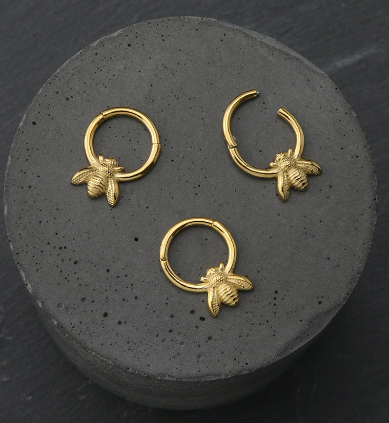 Gold PVD Bee Stainless Steel Hinged Segment Ring
