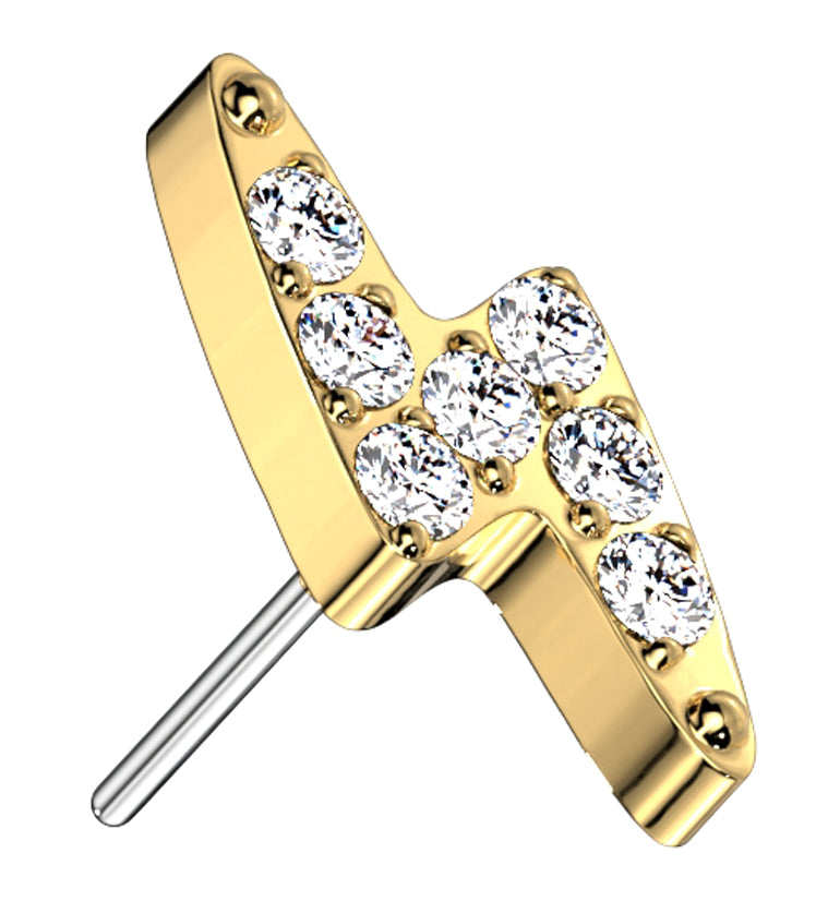 Gold PVD Bolt CZ Titanium Threadless Top