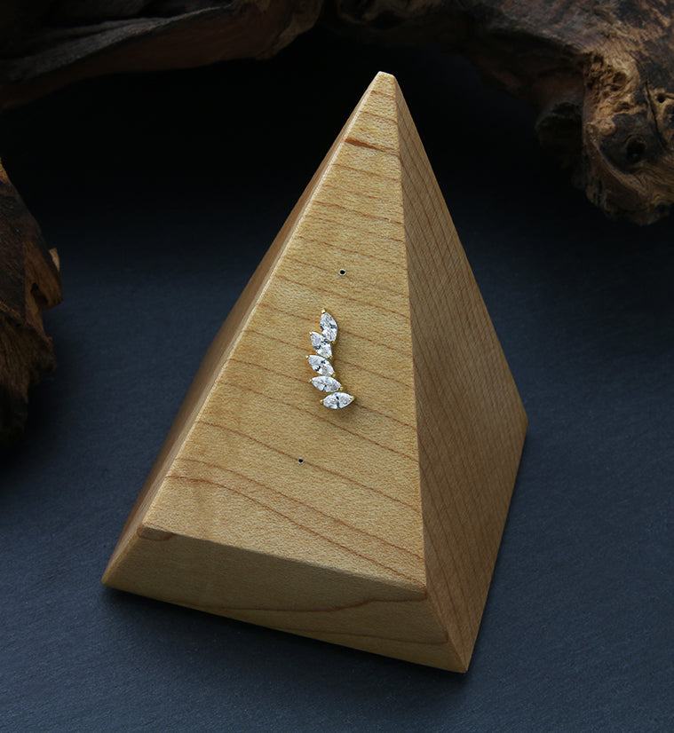 Gold PVD Cascade Clear CZ Titanium Threadless Top