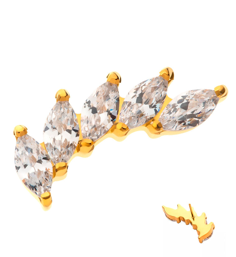 Gold PVD Cascade Clear CZ Titanium Threadless Top