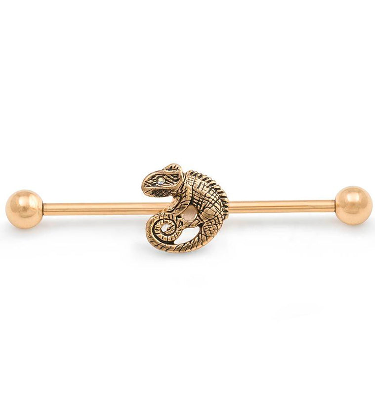 Gold PVD Chameleon Industrial Barbell