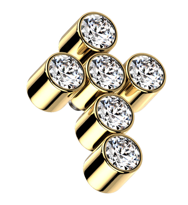 Gold PVD Cross CZ Titanium Internally Threaded Top