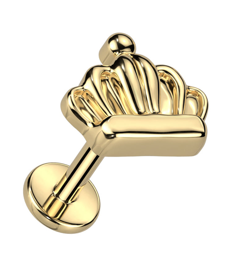 Gold PVD Crown Titanium Internally Threaded Labret