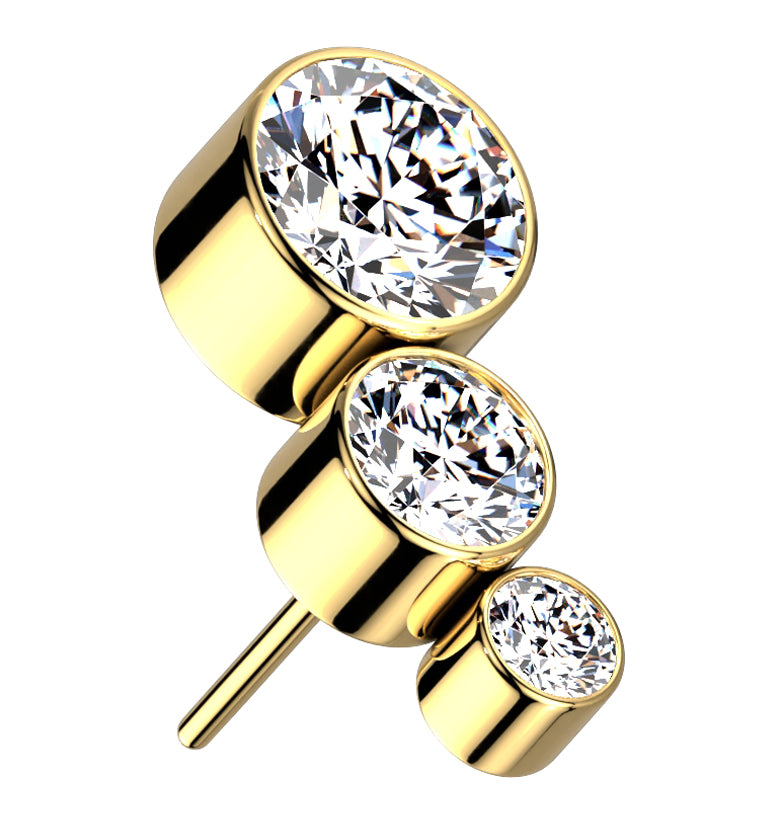 Gold PVD Descend CZ Threadless Titanium Top