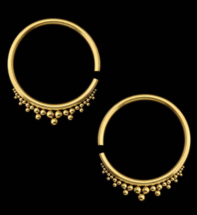 Gold PVD Drip Bead Hoop Stainless Steel Ear Weights