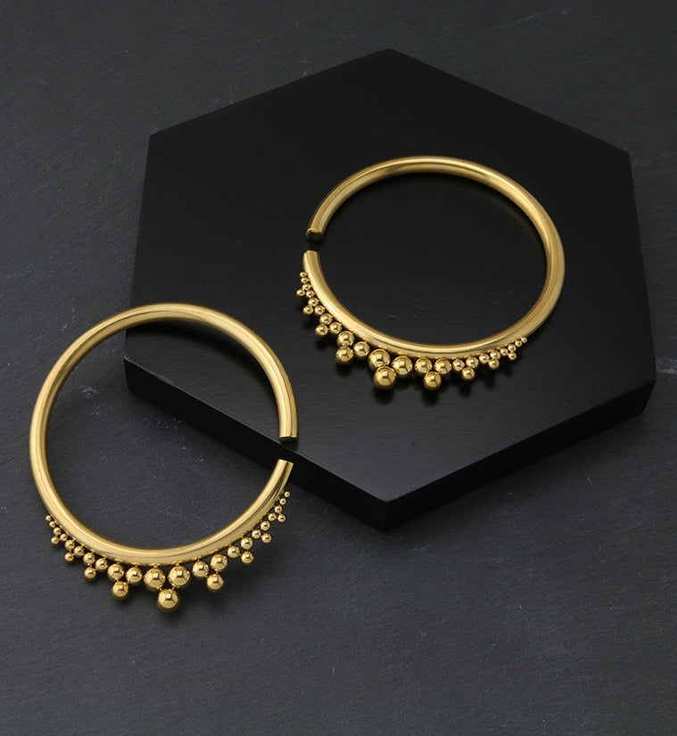 Gold PVD Drip Bead Hoop Stainless Steel Ear Weights