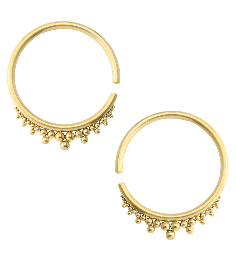 Gold PVD Drip Bead Hoop Stainless Steel Ear Weights